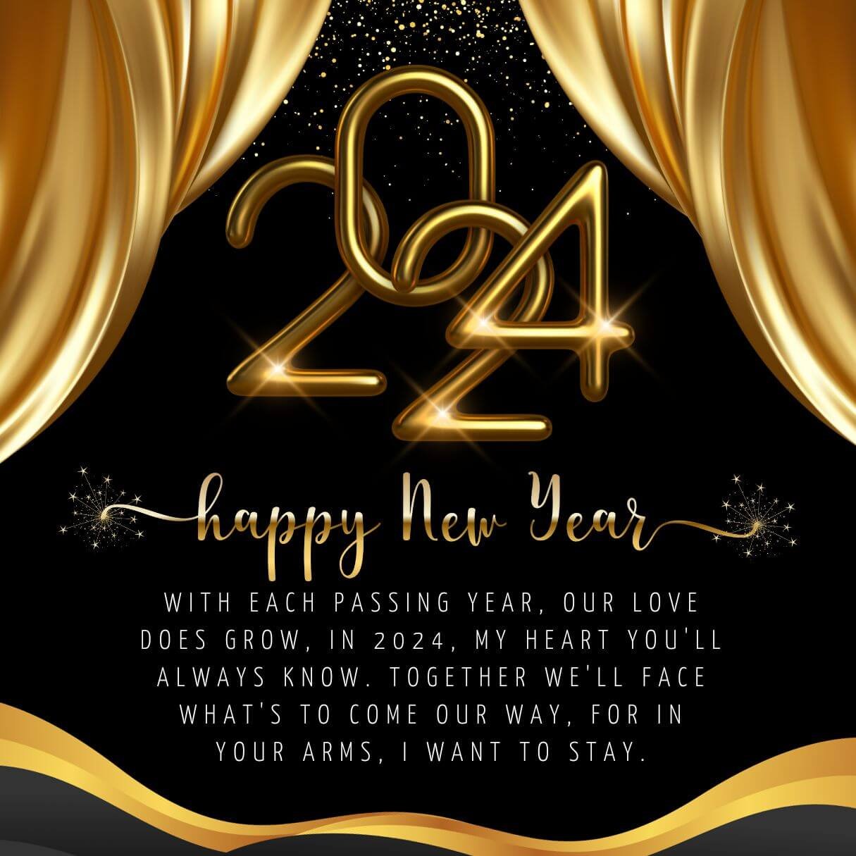 Black And Gold Simple Happy New Year Love Poems Wishes For Her 2024