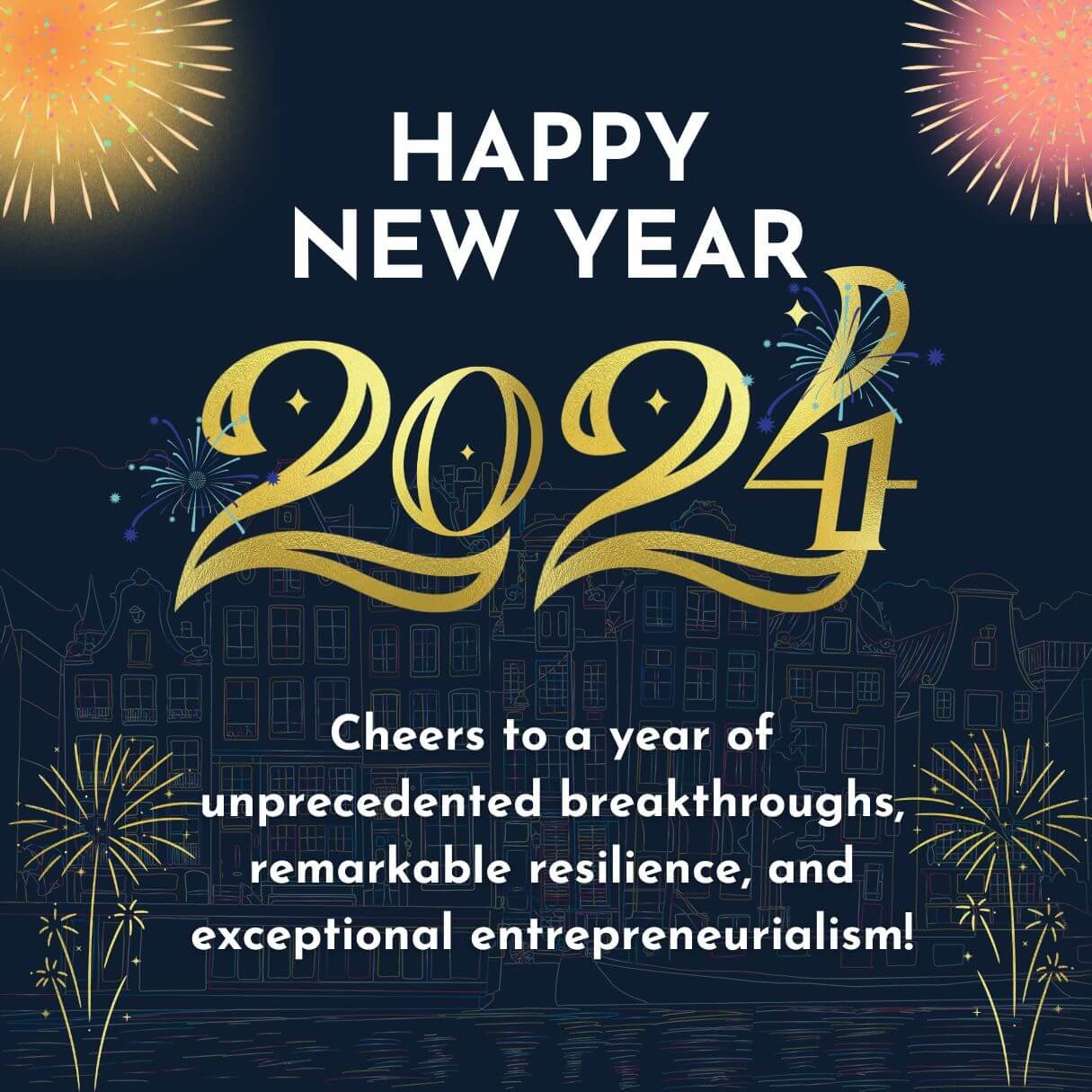 Dark Blue New Year Wishes 2024 For Entrepreneurs
