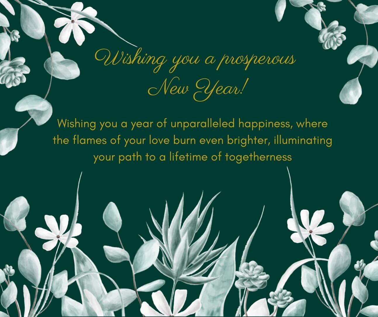 Teal Floral 2024 New Year Wishes For Newly Married Couple