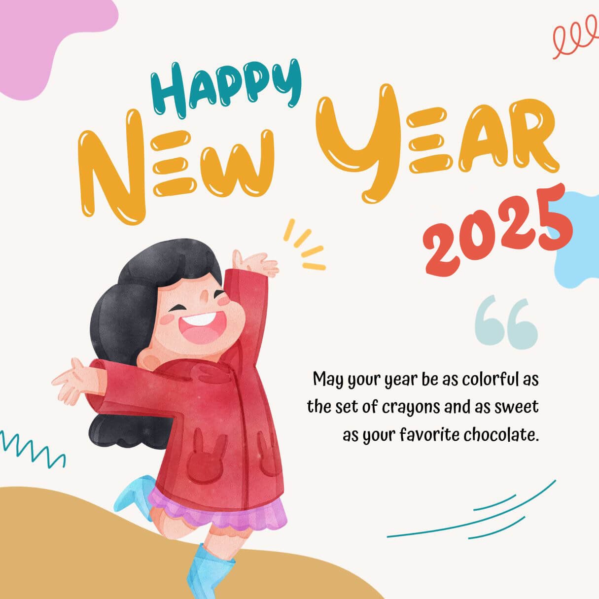 Blue Happy New Year Wishes For Childerns 2025
