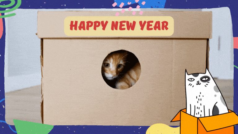 Funny Gif Cat Wish Happy New Year 2025