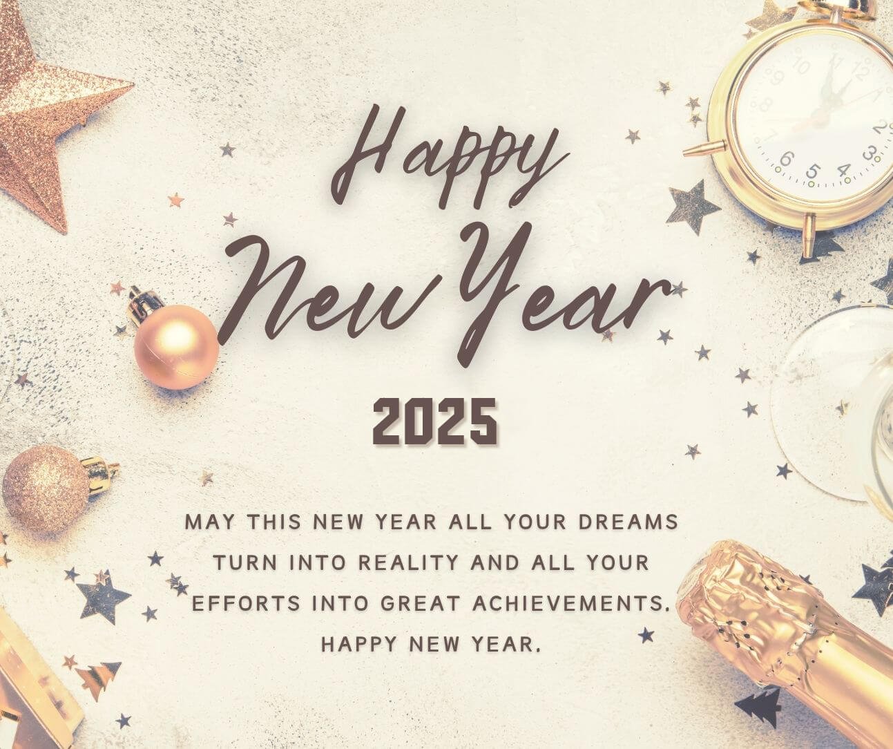 Gold And Beige Happy New Year Greeting Facebook Post 2025