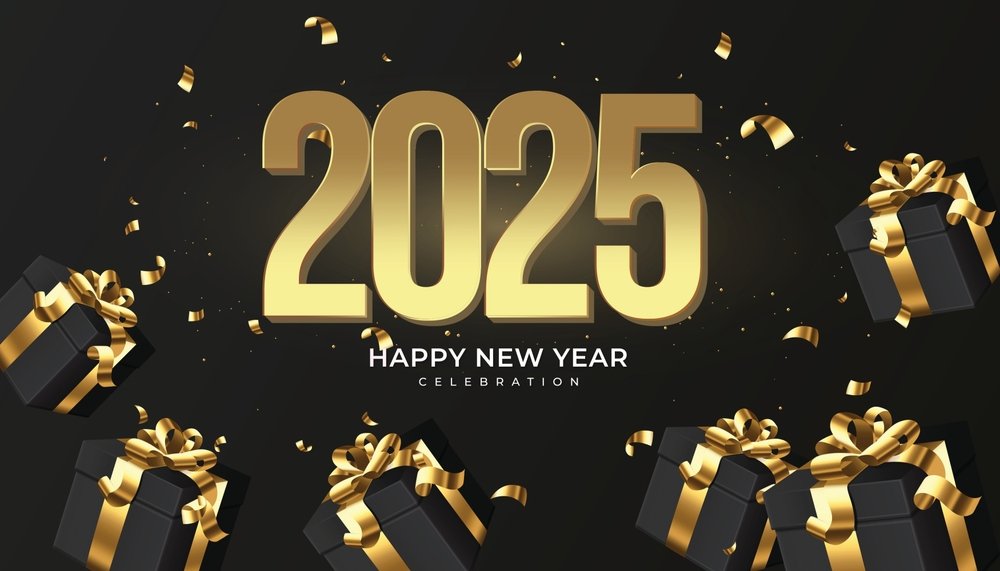 Happy New Year 2025 HD Free Download Black Golden