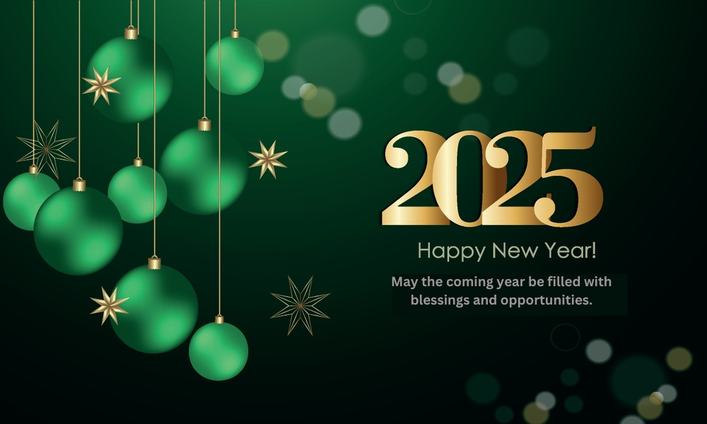 Happy New Year 2025 Greeting Card Wallpaper With Wishes And Quote