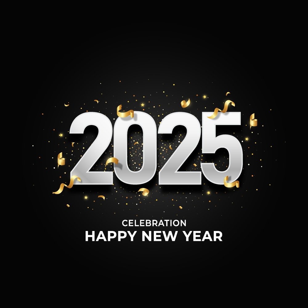 Celebration,Of,Happy,New,Year,2025,With,Silver,Number,On