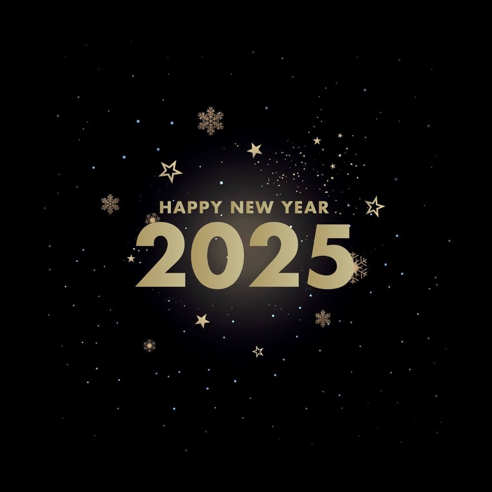 Black And Golden Minimilist Happy 2025 New Year Image