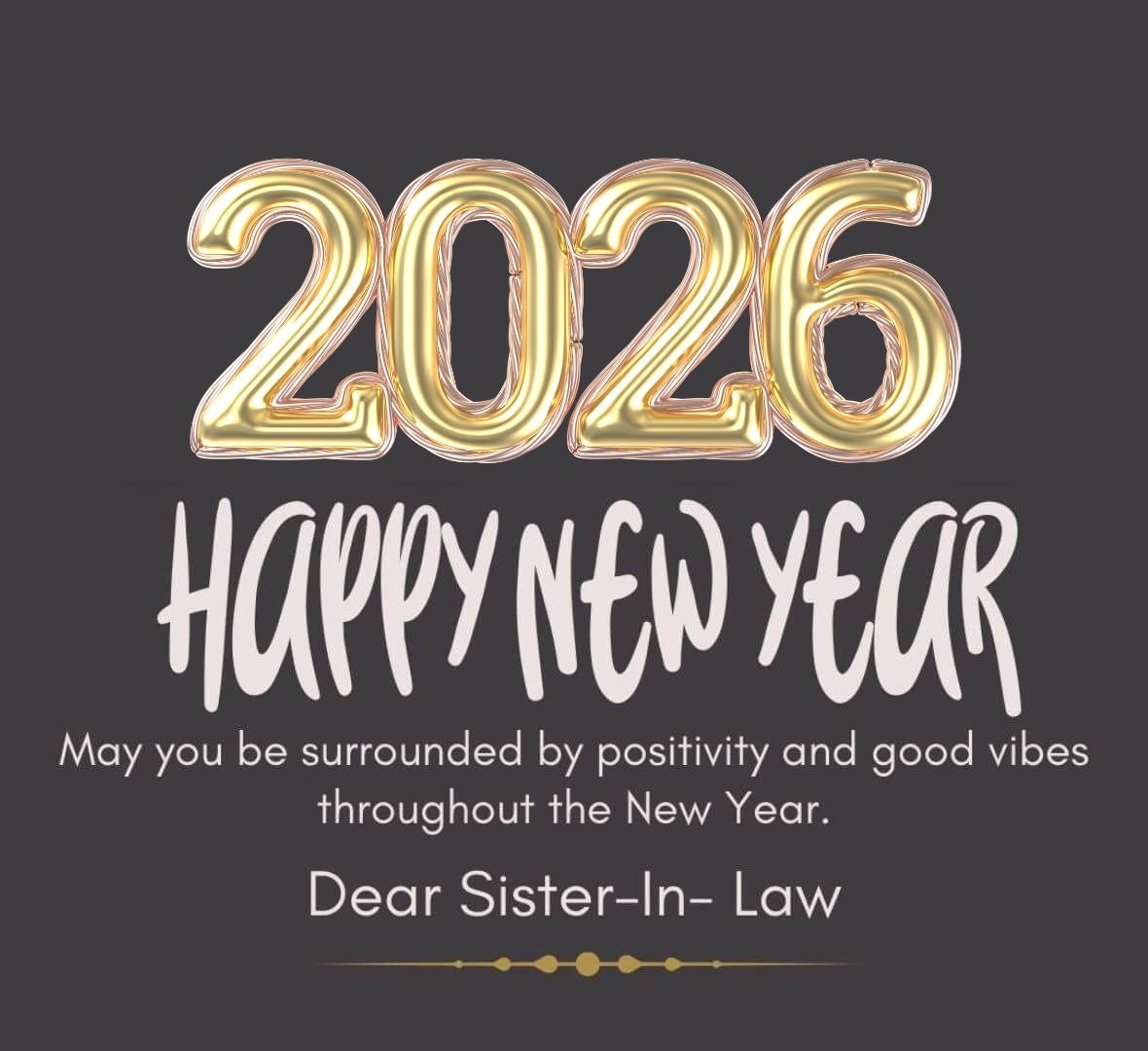 Black And Gold Happy New Year Wishes For Sister In Law 2026