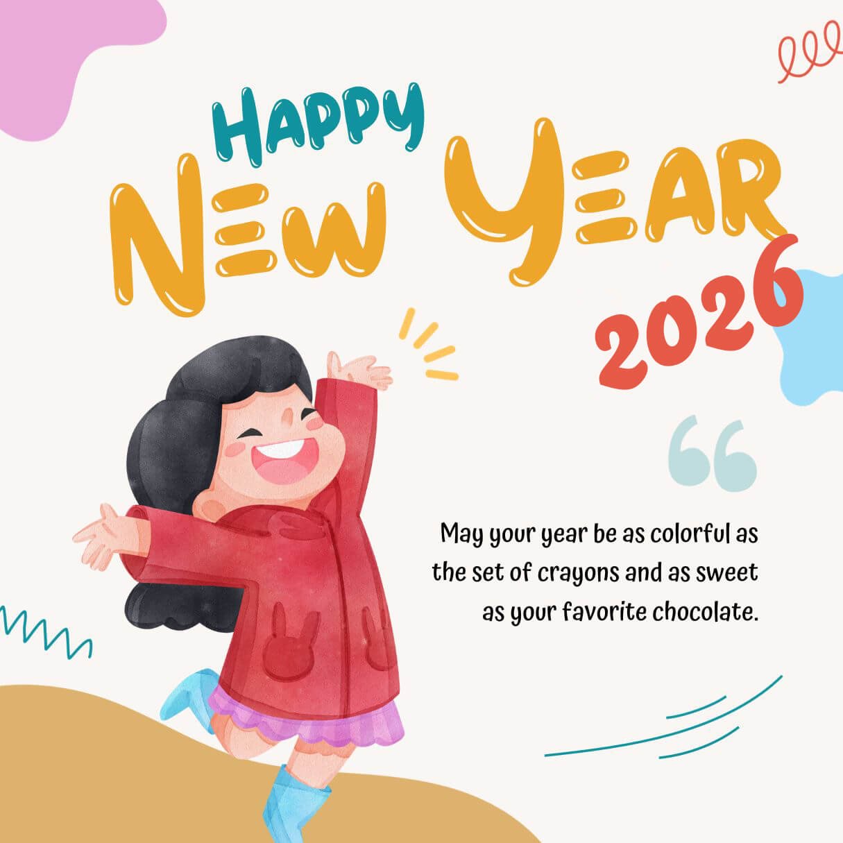 Blue Happy New Year Wishes For Childerns 2026