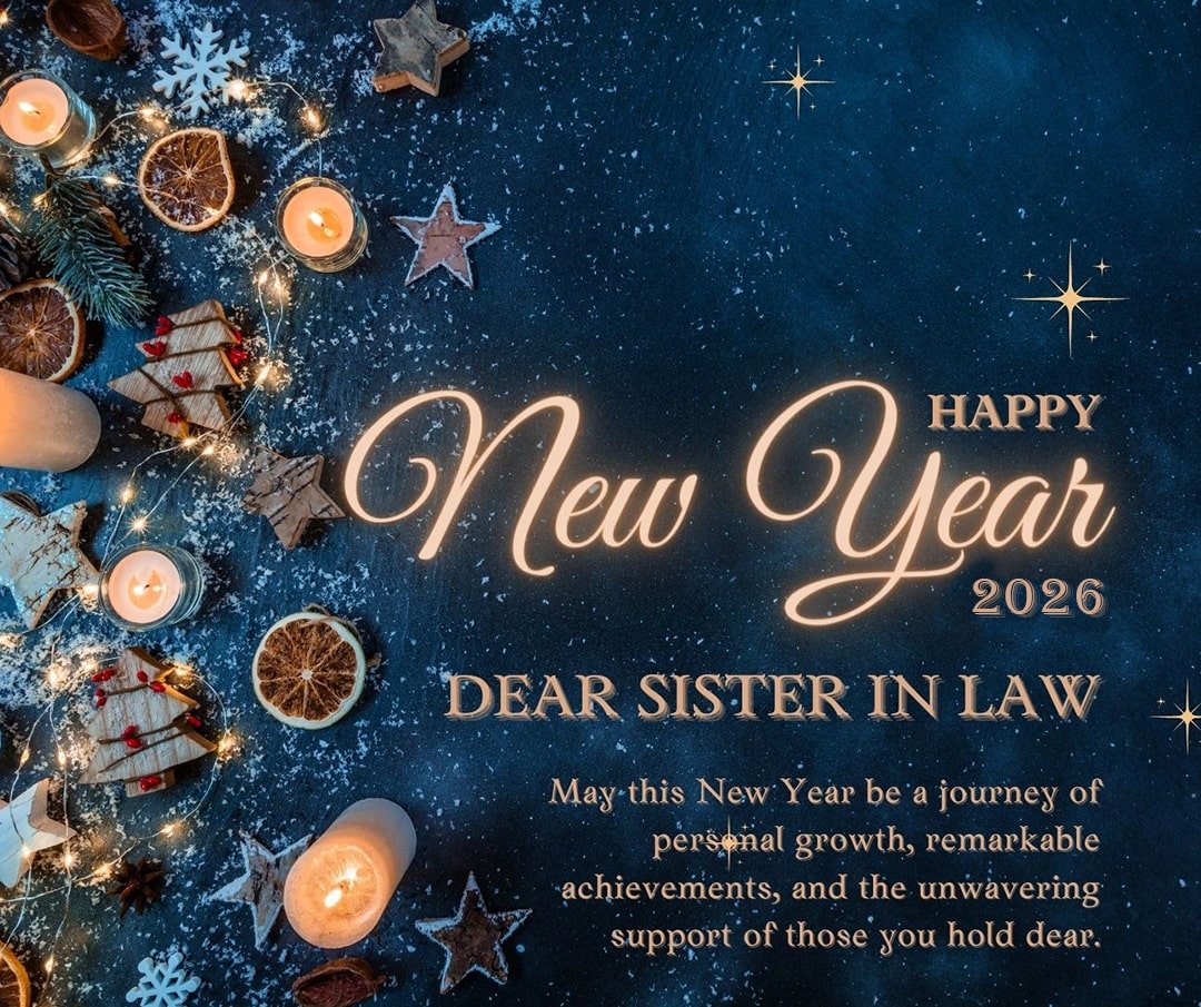 Blue Modern Happy New Year 2026 Wishes For Sister In Law