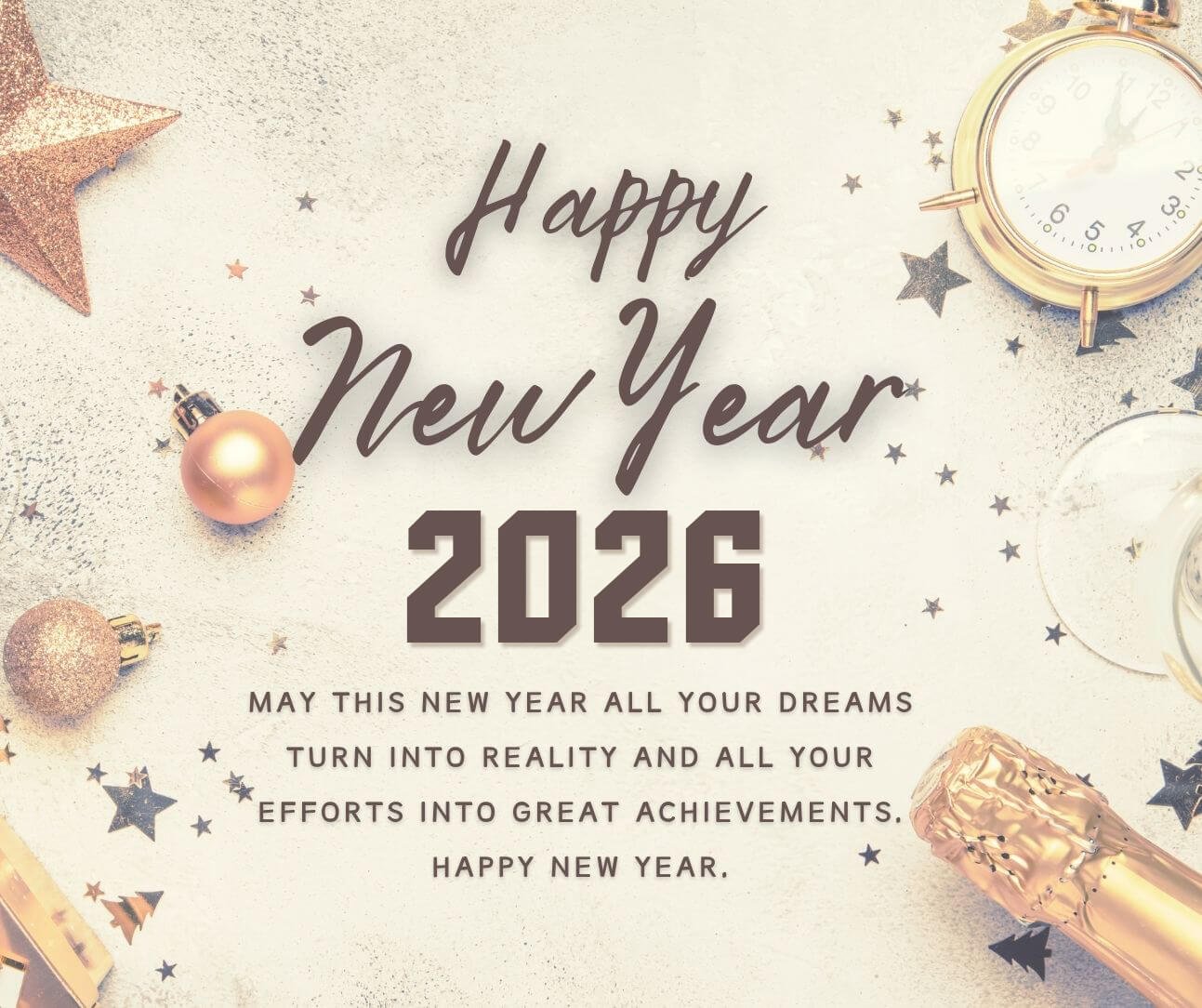 Gold And Beige Happy New Year Greeting Facebook Post 2026
