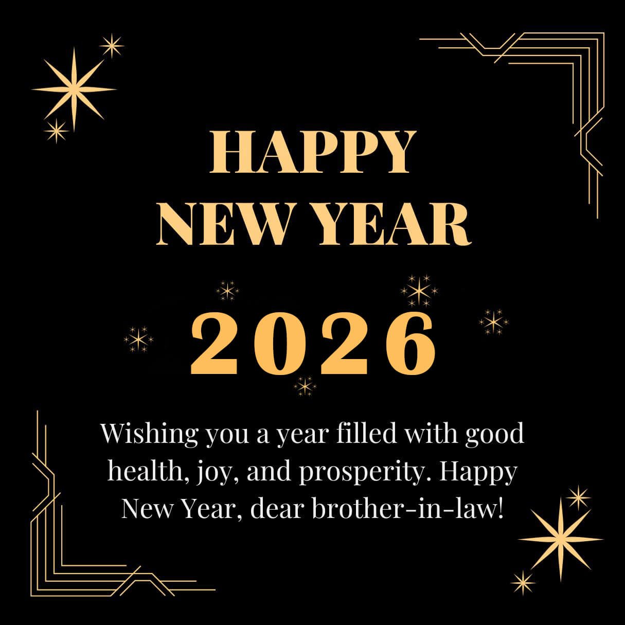 Black And Golden Happy New Year Wishes For Brother In Law 2026