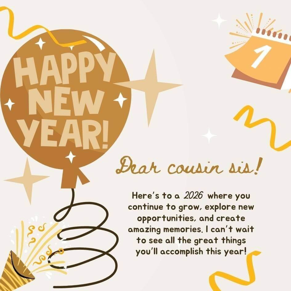 Happy New Year Wishes For My Cousin Sister 2026
