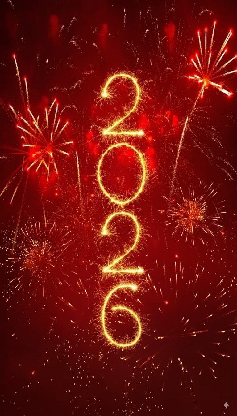 Cool Red Happy New Year 2026 IPhone Wallpapers