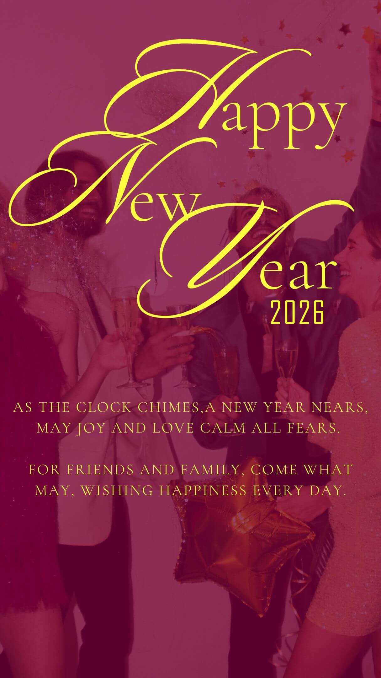 Magenta And Yellow New Year 2026 Short Poems For Friends And Family Status
