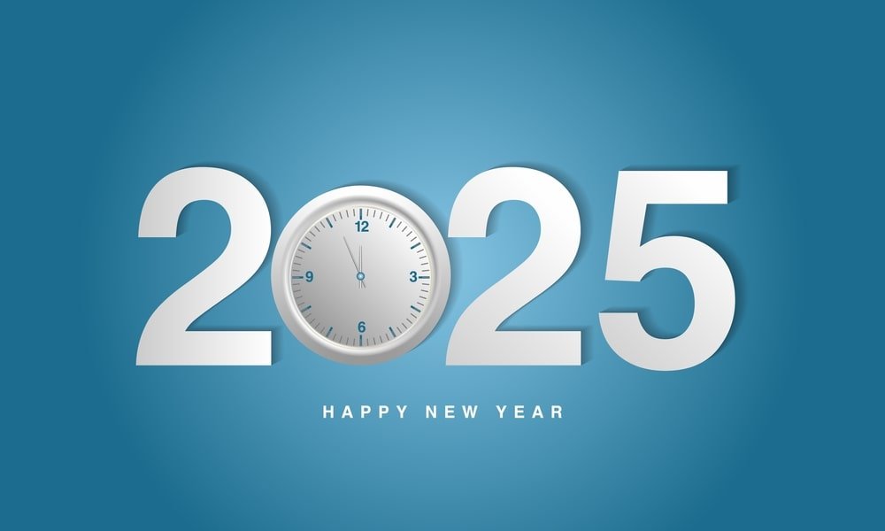 Light Blue Happy New Year 2025 Hd Background Min