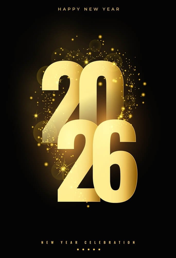 Black And Gold New Year 2026 IPhone Wallpapers