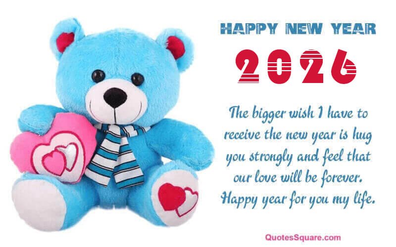 Cute Teddy Bear New Year 2026 Love Quotes