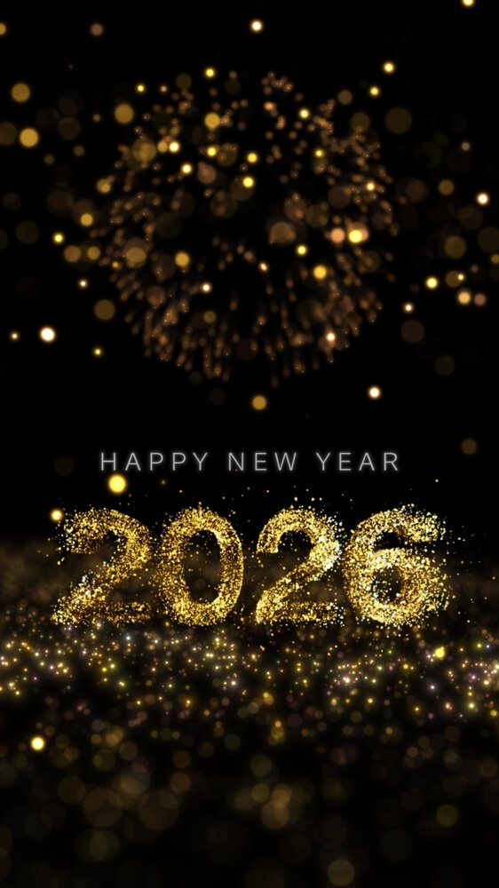Gold And Black Happy New Year 2026 IPhone Wallpapers