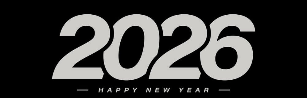 Happy New Year 2026 Black And White Screensaver
