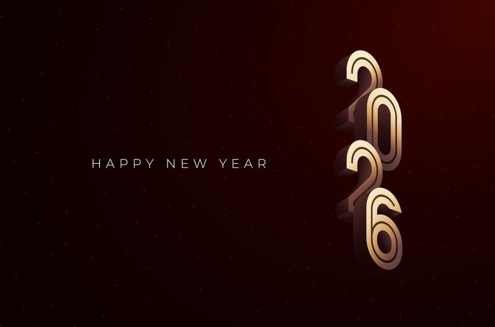 Happy New Year 2026 Black And White Screensaver