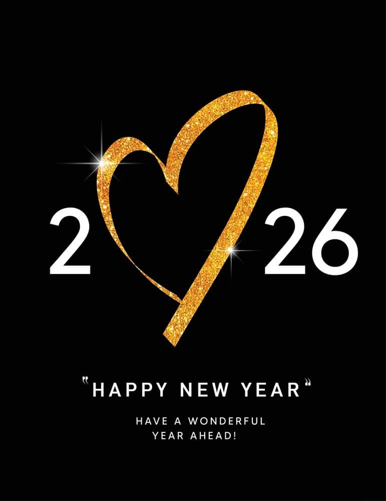 Heart Shaped Happy New Year 2026 IPhone Wallpapers