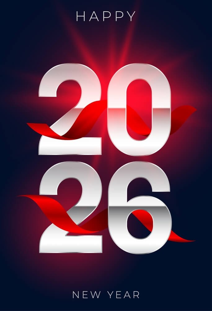 Red And Black Happy New Year 2026 IPhone Wallpapers