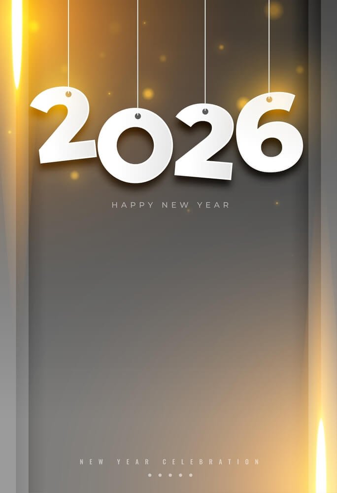 Simple Happy New Year 2026 IPhone Wallpapers