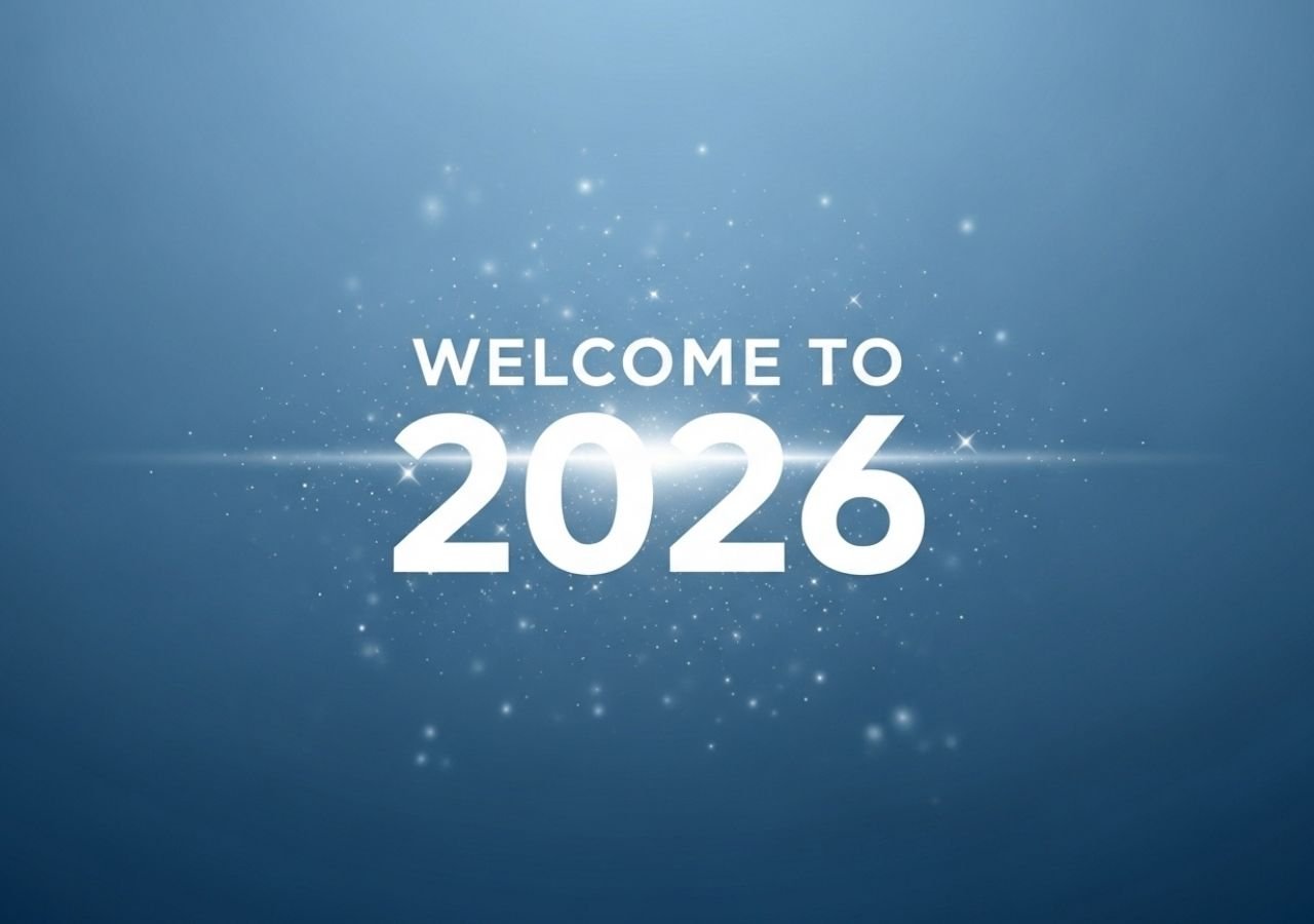 Welcome To 2026 Simple Blue Wishing Image