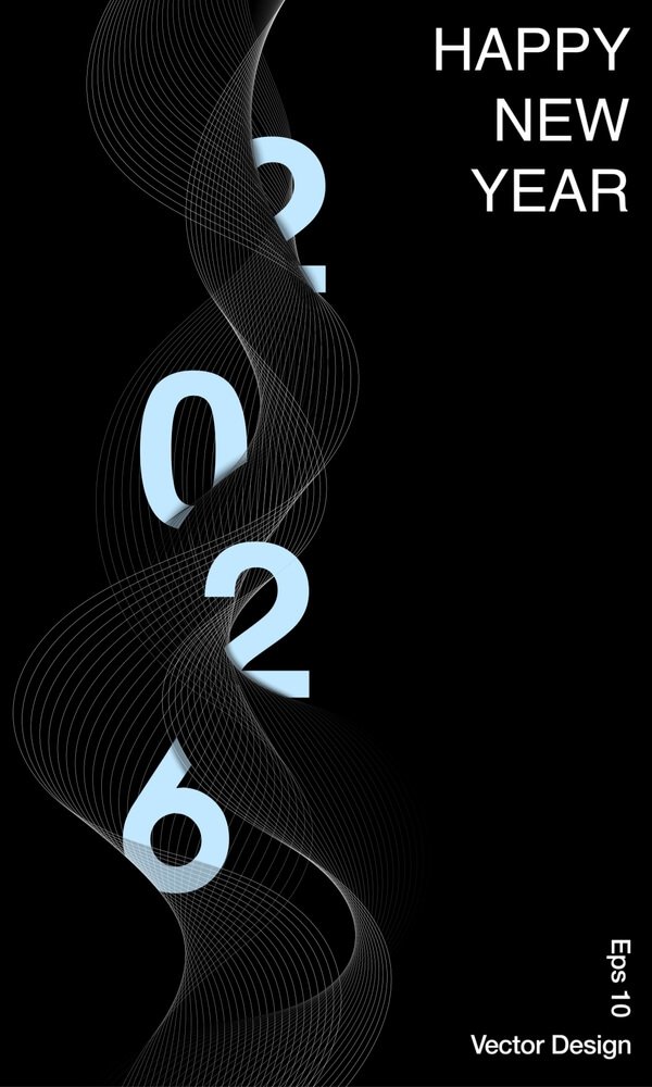 Black Happy New Year 2026 IPhone Wallpapers